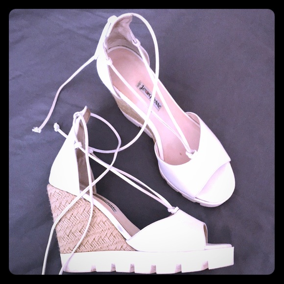 JEANNE PIERRE Shoes - Jean Pierre White Wedge Sandals